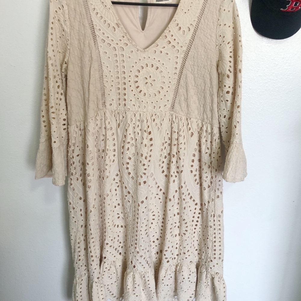 Cream patterned dress